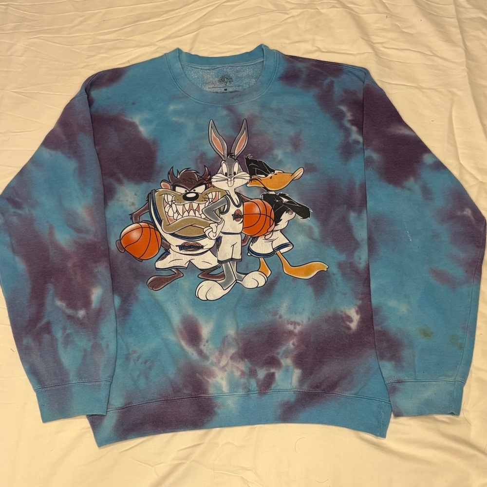 Warner Bros. Looney Tunes Tie-Dye Crewneck Sweater - Blue and Purple
